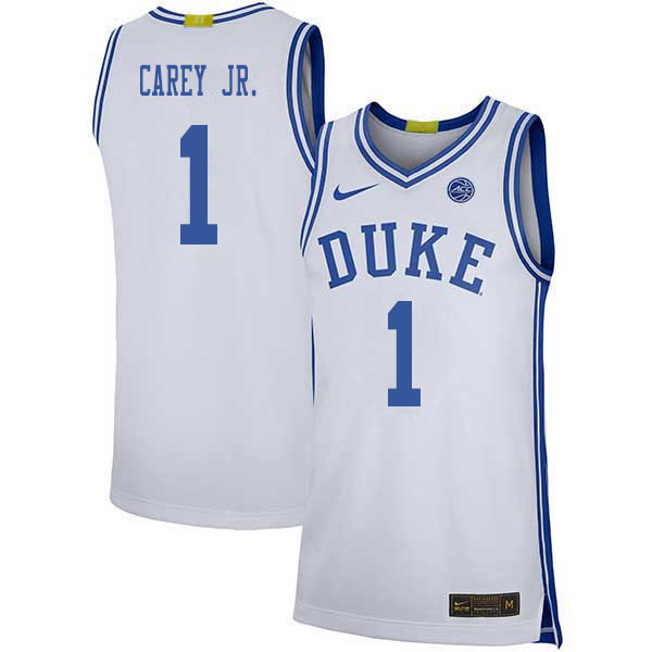 2020 Men #1 Vernon Carey Jr. Duke Blue Devils College Basketball Jerseys Sale-White